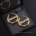 Shangjie OEM Custom name stainless steel bamboo earrings earing 18k gold plated stainless steel earrings